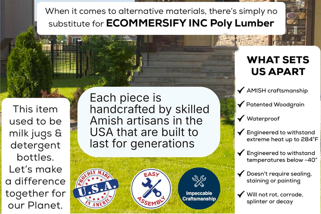 Amish Craftsmanship Made in USA 2FT Heavy Duty Poly Lumber Wood Porch Glider Premium Colors HDPE with No wood fibers Mission English Series design 500 lbs Limit With Cupholders Solid-Red