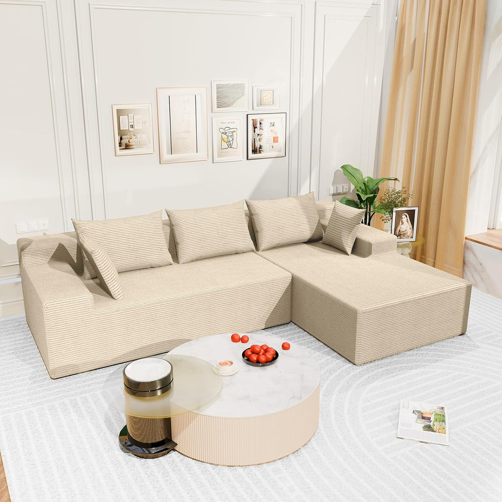 LEVELEVE 107" Cloud Sectional Couch with Deep Seat，Modern Modular Sofa w...