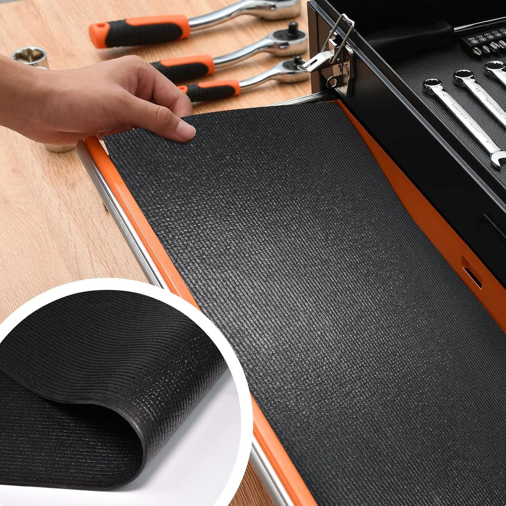 Professional Grade Tool Box Liner, Tool Box Drawer Liner 16 Ft X 16" | Black Toolbox Liner,PVC Toolbox Drawer Liners, Shelf Liner Non Slip Mat, Thick Foam Cabinet Liner