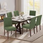 Upholstered Parsons Dining Chairs Set of 6, Modern Dining Room Chairs with Back, Fabric Kitchen Side Chairs with Wood Legs for Dinner Farmhouse Restaurant, Green