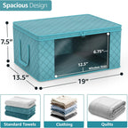 Sorbus Medium Clothes Storage Bags - Foldable Blanket Storage Bins for Organizing Bedroom, Closet, Clothing, Comforter, Organization with Clear Window, Lids and Carry Handles - Set of 3