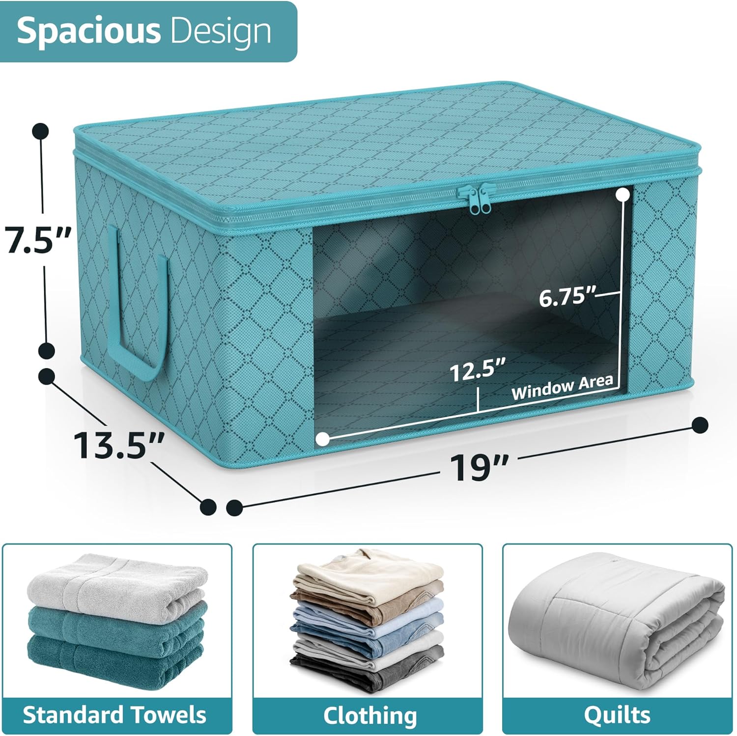 Sorbus Medium Clothes Storage Bags - Foldable Blanket Storage Bins for Organizing Bedroom, Closet, Clothing, Comforter, Organization with Clear Window, Lids and Carry Handles - Set of 6