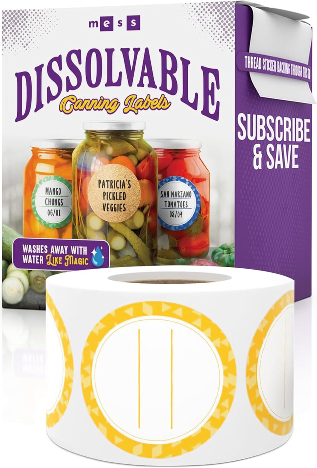 Canning Labels Dissolvable Stickers for Mason Jars and More (2" Round 200/roll) Canning Supplies Washes Off in Seconds Like Magic - Jar Labels Homemade Jam, Jelly, and More (Amber)