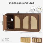 FORTUNETEC 63.8" Sideboard Buffet Cabinet with Storage, Natural Walnut | Accent Cabinet with Arched Doors, Boho Modular Media Console, Credenza for Living Room Kitchen Dining Room Entryway