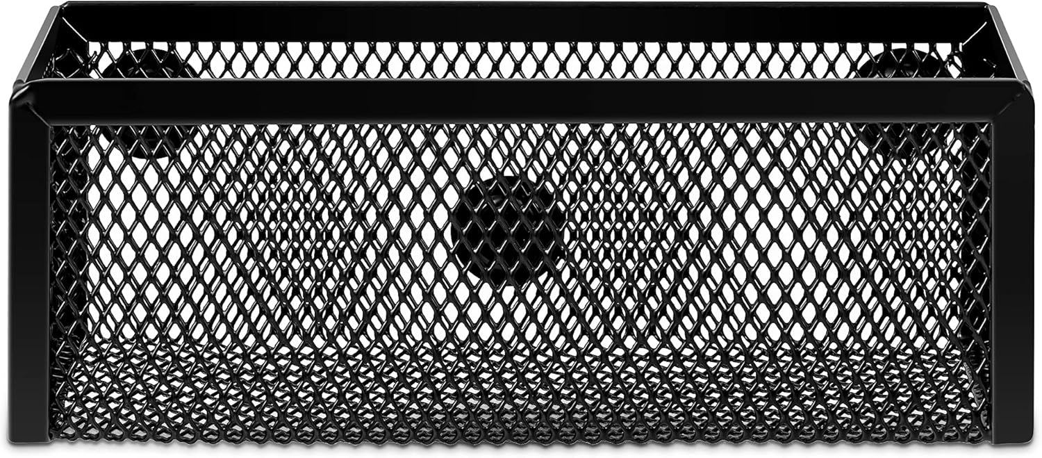 Amazon Basics Magnetic storage Bins, Office Caddy Storage, Black, Pack of 3, 6" x 2.5" x 2.2"
