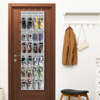 Simple Houseware 24 Pockets Clear Over the Door Shoe Organizer, Gray | 64" x 19", 4 Durable Metal Hooks, 4.3" x 9.5" Pocket Size, Multipurpose