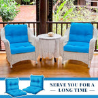 Geetery Outdoor Chair Cushions Set of 4 for Patio Lawn Furniture Wicker Rocking Dining Chairs 42x21x4 Inch High Back Seat Pads Replacement with Ties Weather-Resistant Fade-Resistant Indoor(Blue)