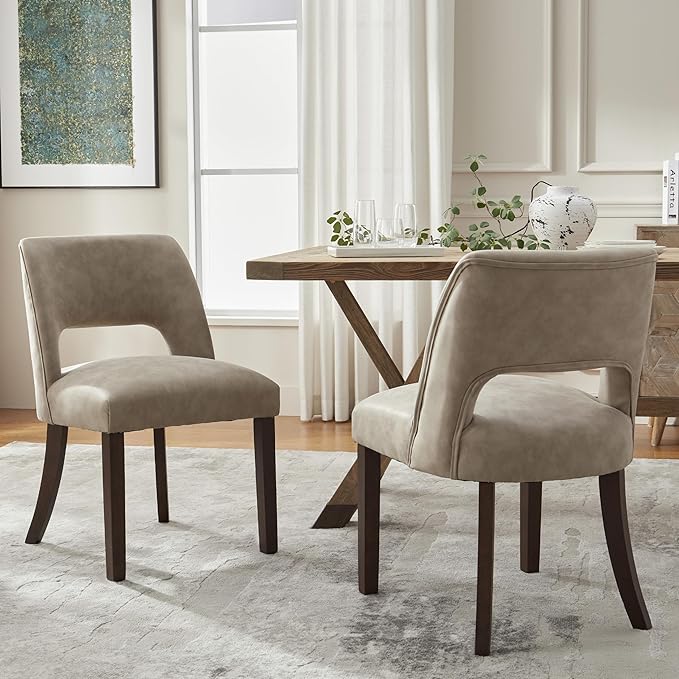 VKNOW Modern Dining Chairs Set of 6, Faux Leather Upholstered Dining Room Cha...