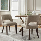 VKNOW Modern Dining Chairs Set of 6, Faux Leather Upholstered Dining Room Chair Kitchen Chairs, Farmhouse Dinner Chair for Kitchen Dining Room, Taupe