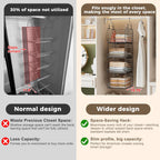 4" Extra Deeper Hanging Closet Organizers and Storage,4 Tier Foldable Wire Cabinet Shelves with 5 S Hooks,Small Metal Basket Bins for Clothes Sweaters Handbags, Wardrobe for Kitchen Laundry Room，Black