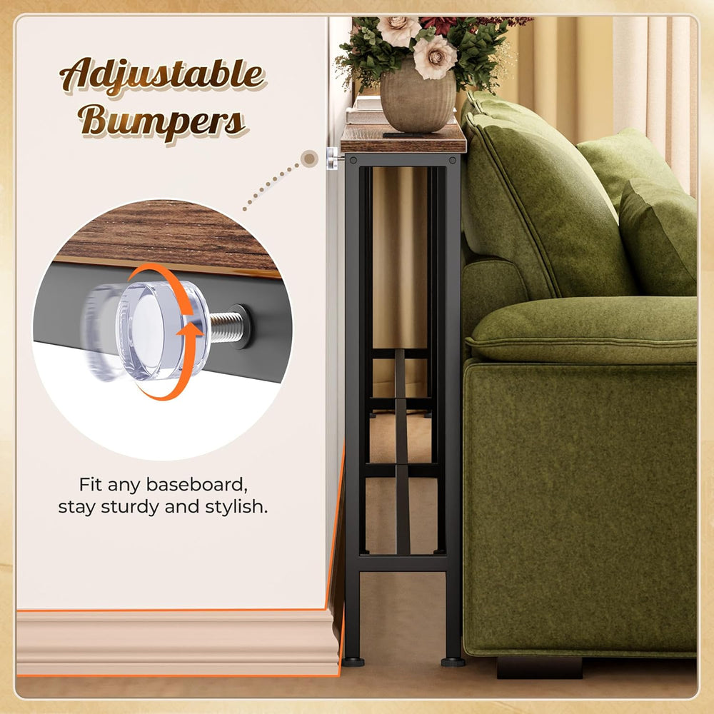 Huuger 118 Inch Sofa Table with Power Outlets, Skinny Behind Couch Table | 5....