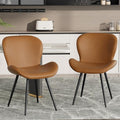 Nalupatio Dining Chairs Set of 2, Modern Dining Room Chairs Comfy Backrest Thick Upholstered Kitchen Chairs 19IN Height with Metal Legs Brwon（Pu Leather）