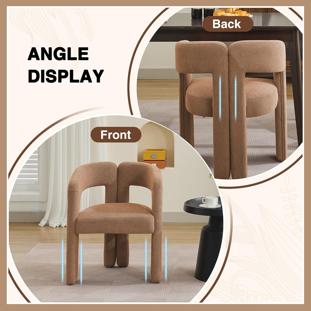 adochr Modern Barrel Dining Chairs Set of 6, Upholstered Linen Dining Room Ch...