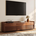 POVISON Fully-Assembled Mid Century Modern TV Stand, 70.87" Wood Media Console with Adjustable LED Light, Entertainment Center with Storage for Living Room