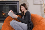 Chill Sack Bean Bag Chair - 5' Giant Memory Foam Lounge Chair with Soft Microfiber Cover – Cozy Furniture for Living Room, Dorm, & Kids' Rooms – Comfortable 5 Ft, Microsuede Lounge Sofa, Orange