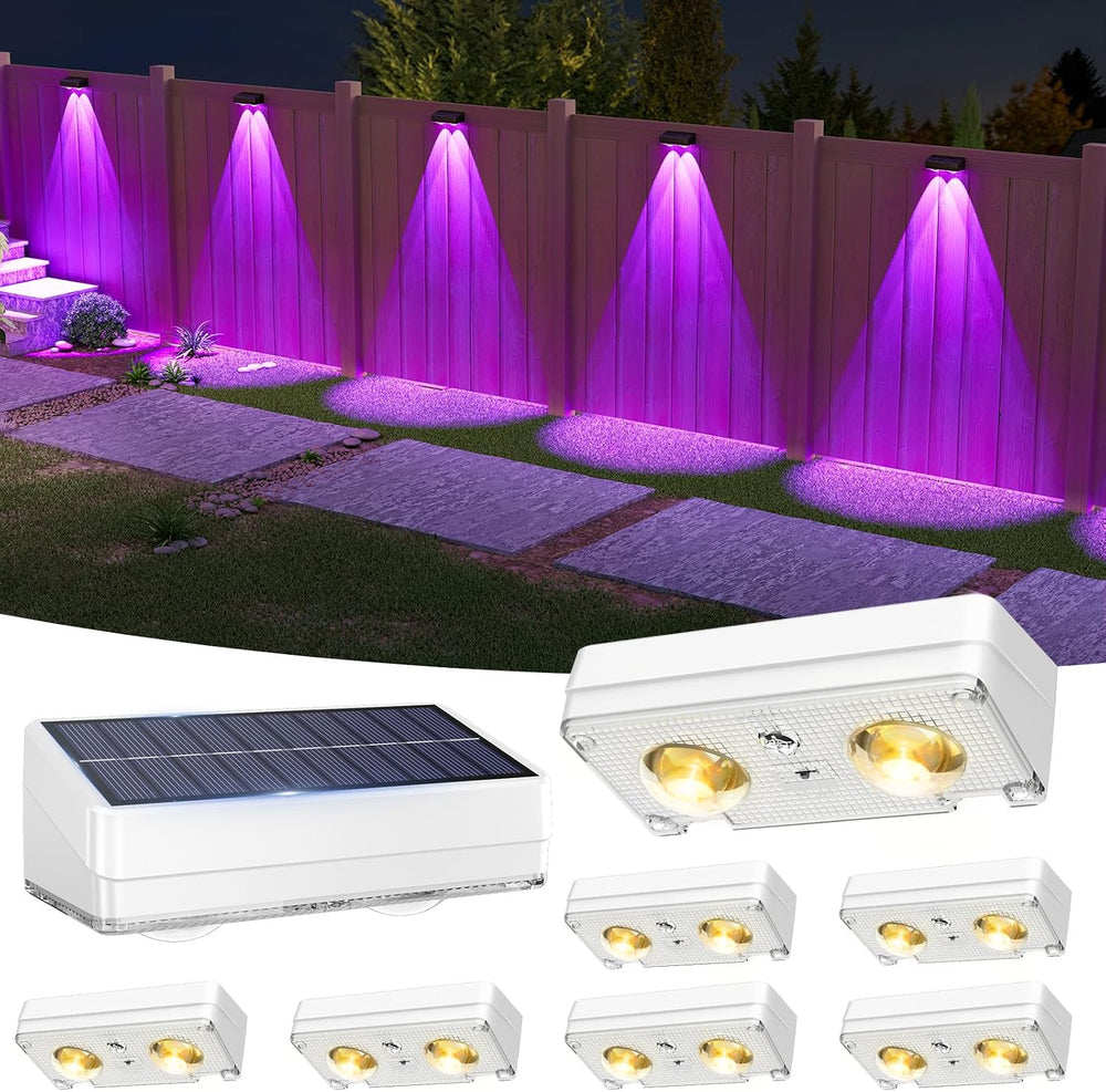 VOLISUN Solar Fence Lights Outdoor 8 Pack, 50Lumen RGB Color Changing