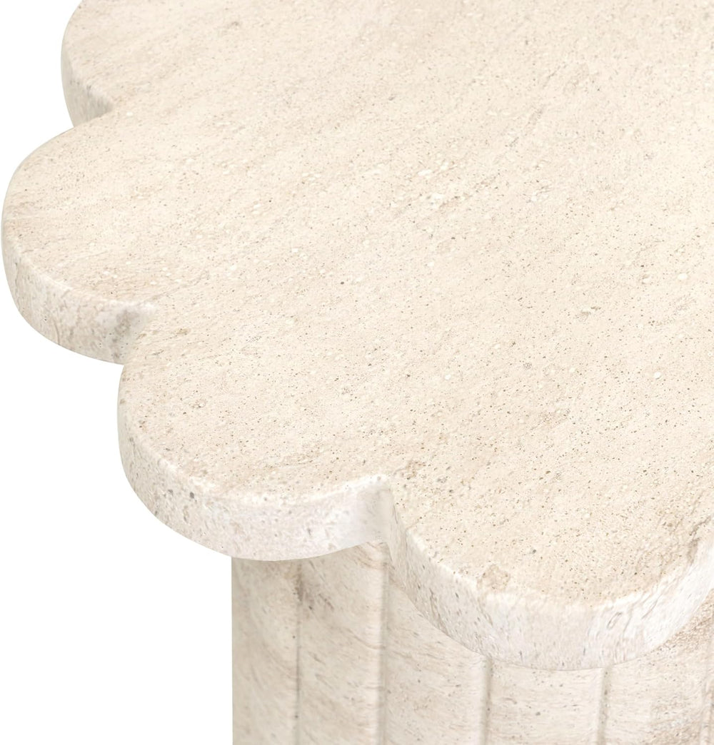 Tov Furniture Blossom Faux Travertine Indoor/Outdoor Concrete Side Table