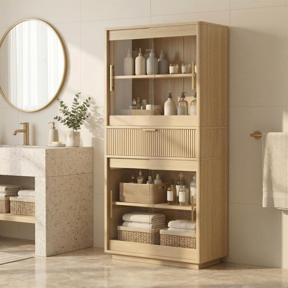 IRONCK 69" Tall Kitchen Pantry, Modern Farmhouse Fluted Kitchen Storage ...