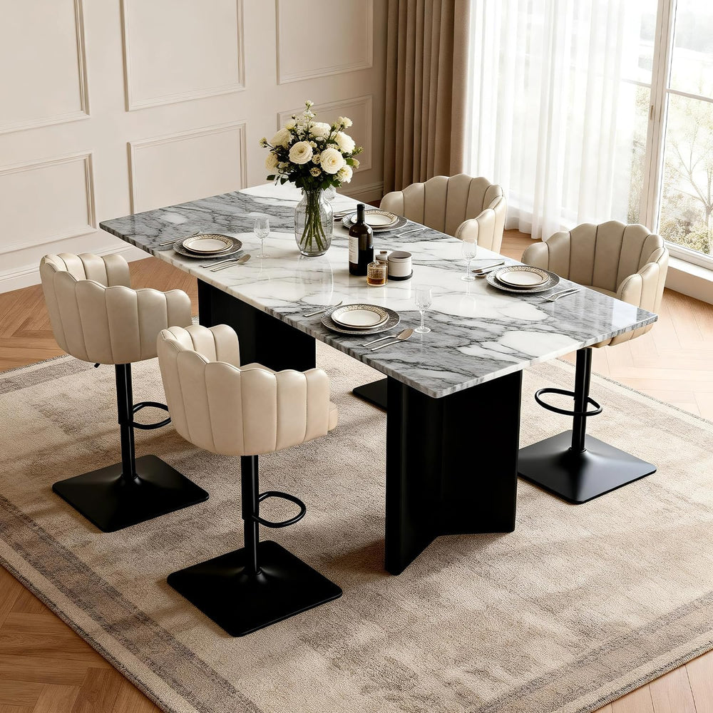 Swivel Bar Stools Set of 2: 24.8" to 32.7" Height Adjustable PU Uph...