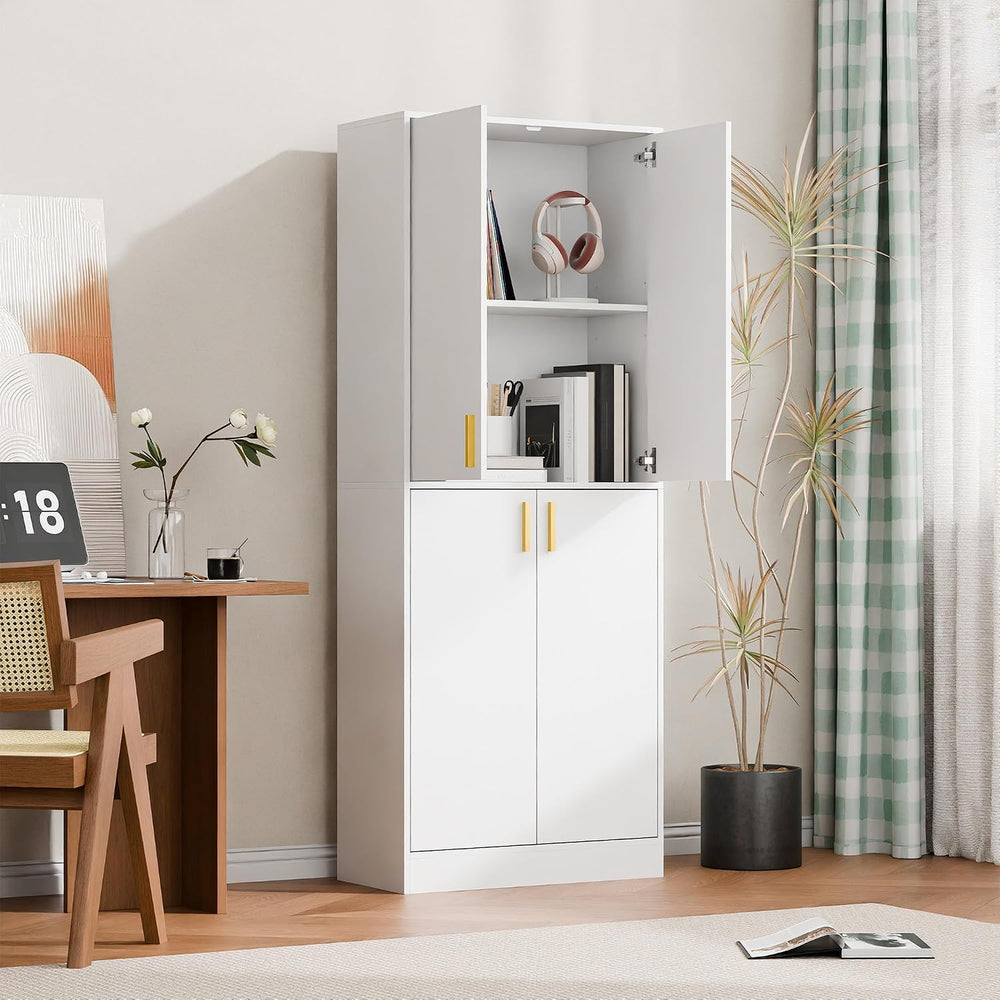 Cozy Castle Kitchen Pantry Cabinet, 71" Tall Wood Storage Cabinet with D...