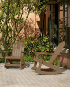 YEFU Adirondack Rocking Chair Set of 2, All-Weather Resistant, Teak | Outdoor Rocking Chair Oversized, Rocker Chair with Wide Back,Look Like Real Wood, For Patio/Porch/Backyard,Heavy Duty 380 lbs