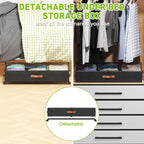 Under Bed Storage with Wheels, 4 Pack Under Bed Storage Container with Dividers & Clear Lids, Under the bed storage Organizer Bins,Underbed Storage with Wheels for Clothes,Toys,Shoes (Black)