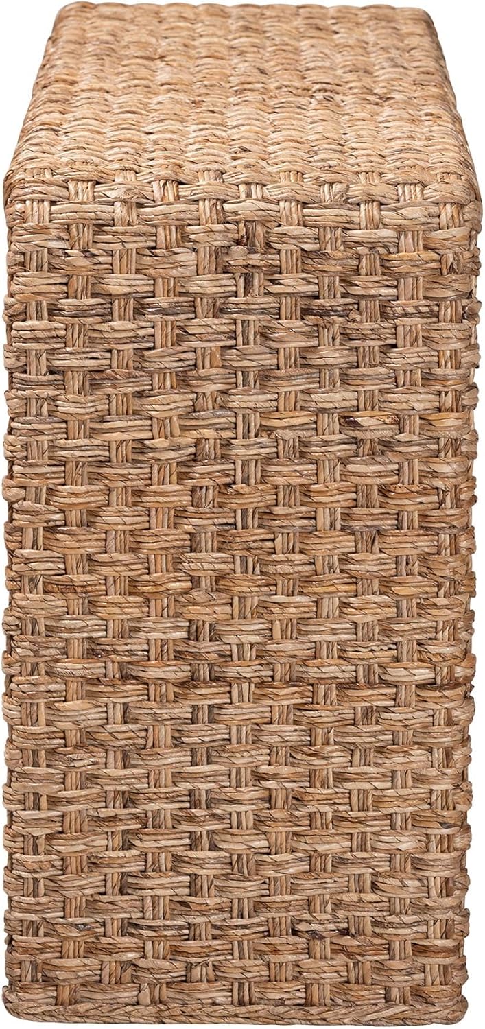 Bali & pari Alda Handwoven Seagrass Console Table - Rustic Wicker Waterfall Accent Table for Living Room, Hallway, or Entryway, Natural Brown