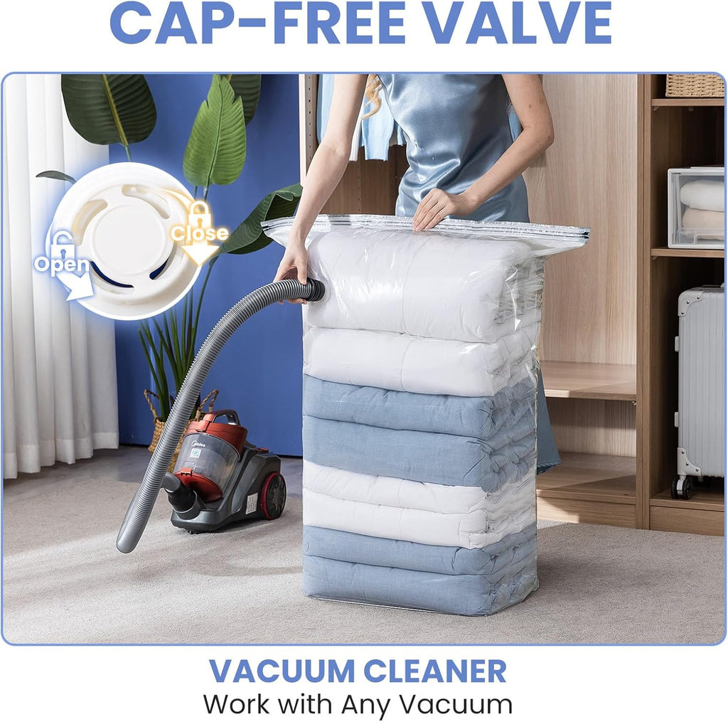 6 Pack Vacuum Storage Bags, Jumbo Cube 31x40x15 Inch, Extra Large Vacuum Seal Bgas for Comforters, Blankets, Pillow, Quilts, Space Saver Clost Oragnization-Clear