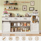 St.Mandyu 70" Large Farmhouse TV Stand for 85/80/75/70 Inch TVs w/4 Drawers,Rustic Tall Media Console w/Sliding Barn Door, Adjustable Shelves,Tall Entertainment Center for Living Room,White
