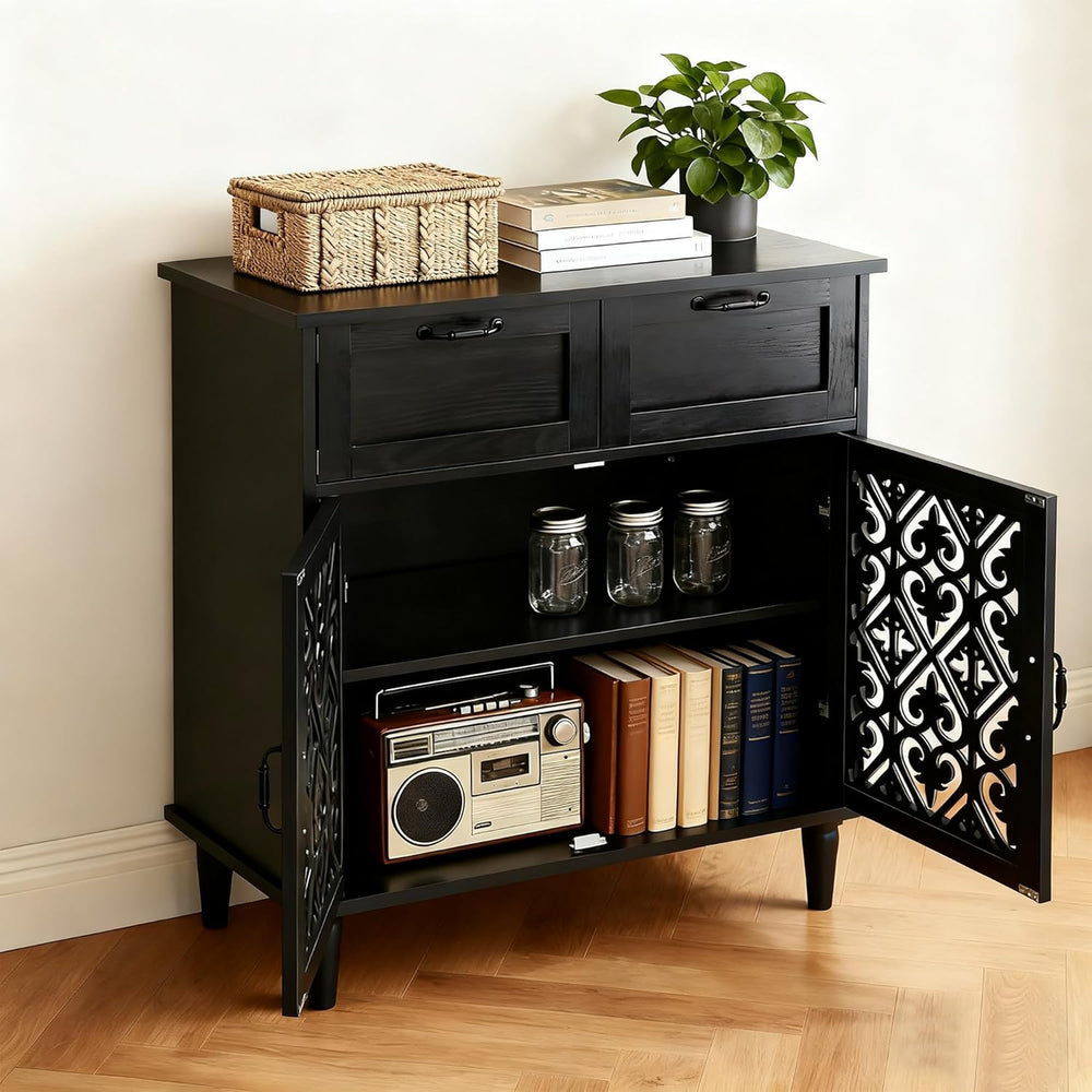 Sideboard Cabinet with 2 Doors & 2 Drawers - Adjustable Storage Console T...