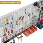TORACK 109 PCS Pegboard Wall Organizer 4 ft. Garage Metal Pegboard Utility Tool Storage Kit w/Toolboard Hooks & Pegboard Hooks Accessories, Wall Mounted Storage Bins & Shelf