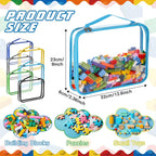 Sanwuta 6 Packs Toy Storage Bags, PVC Organizing Case Bags with Zipper, Waterproof Toy Container for Board Games, Building Blocks, Puzzles, Small Toys and Kids Books(Large,Simple Colors)