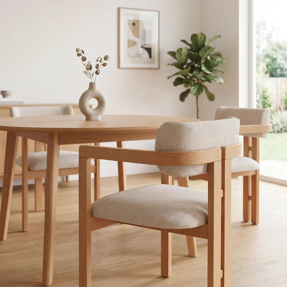 MELAGIO Mid-Century Modern Dining Chair – Upholstered Performance Fabric Seat...
