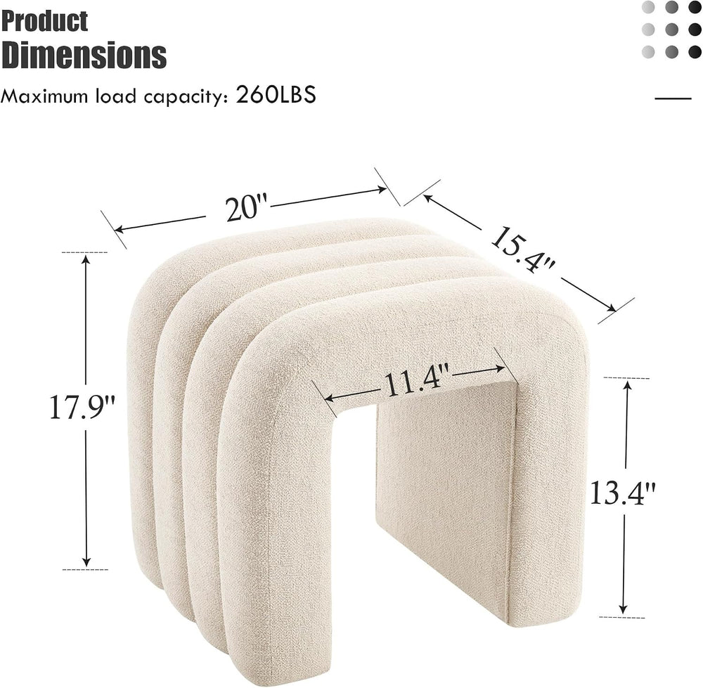 Flouki Ottoman Foot Stool with Channel Tufted, Small Ottoman Bench for Entryw...
