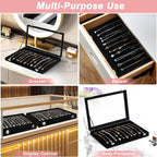 Cirhy Necklace Organizer Box, Anti-Tarnish Jewelry Box & Dustproof Necklace Case, Velvet Jewelry Tray for Drawer Storage, Tangle-Free Jewelry Organizer with Clear Lid, Christmas Gift for Women & Girls