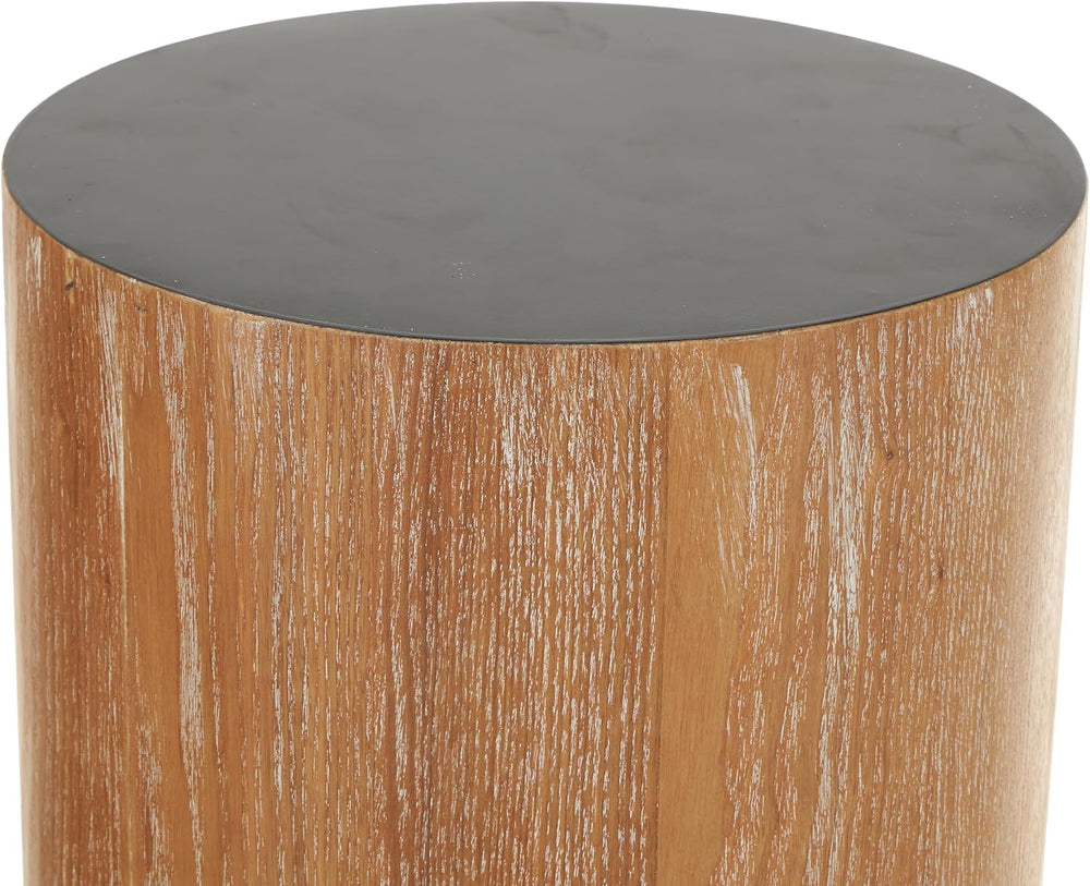 deco 79 Wood Pedestal Table, Set of 2 Table 40", 34" H, Brown | Sid...