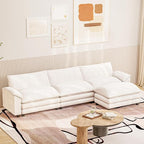 Furniwell 119" Modular Couch 3-Seat Sofa with Reversible Ottoman, Cloud Couch L Shaped Sofa with Deep Seat, Chenille Sectional Couches for Living Room