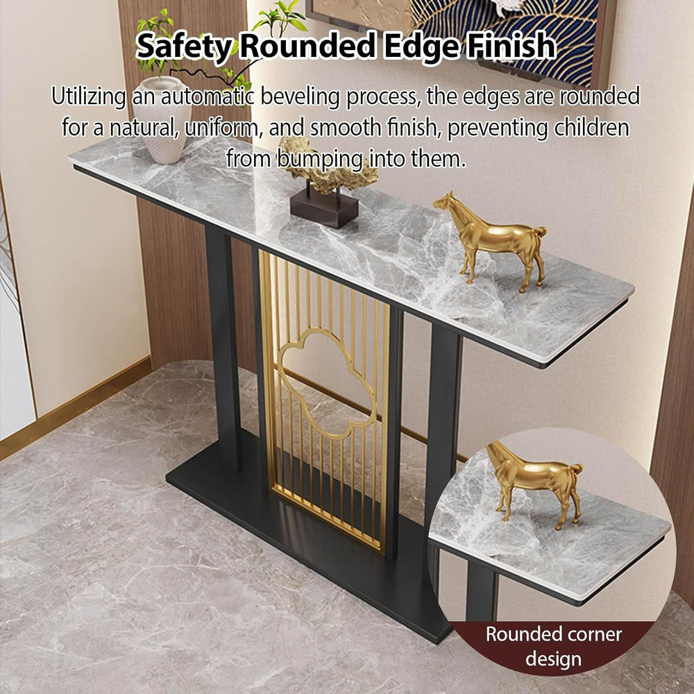 Entryway Accent Table with Metal Frame,Narrow Long Entryway Table with Thick ...