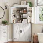 Jocoevol Corner Cabinet, Kitchen Pantry Storage Cabinet with 4 Doors and Shelves, Tall Food Pantry Storage Cabinet Farmhouse Furniture for Kitchen Dining Room, White