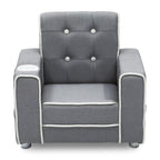 Delta Children Chelsea Kids Upholstered Chair with Cup Holder, Soft Grey