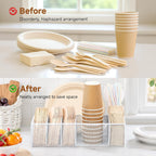 Utensil Caddy for Party - Paper Plate Holder ,Utensil Silverware Caddy Utensil Holder Paper plate Organizer with 6 Compartments for Party, Camping, Picnic
