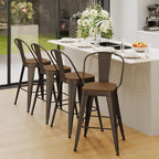 Andeworld Metal Bar Stools Set of 4, 30 inch Bar Height Barstools with Backs Farmhouse Modern High Back Bar Stools with Larger Seat Kitchen Dining Bar Chairs,Rusty