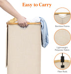 Lifewit 100L Laundry Basket with Lid, Clothes Hampers for Laundry with Bamboo Handles and A Removable Bag, Large Foldable Laundry Hamper for Bedroom, Bathroom, Dorm, Laundry Room, Beige