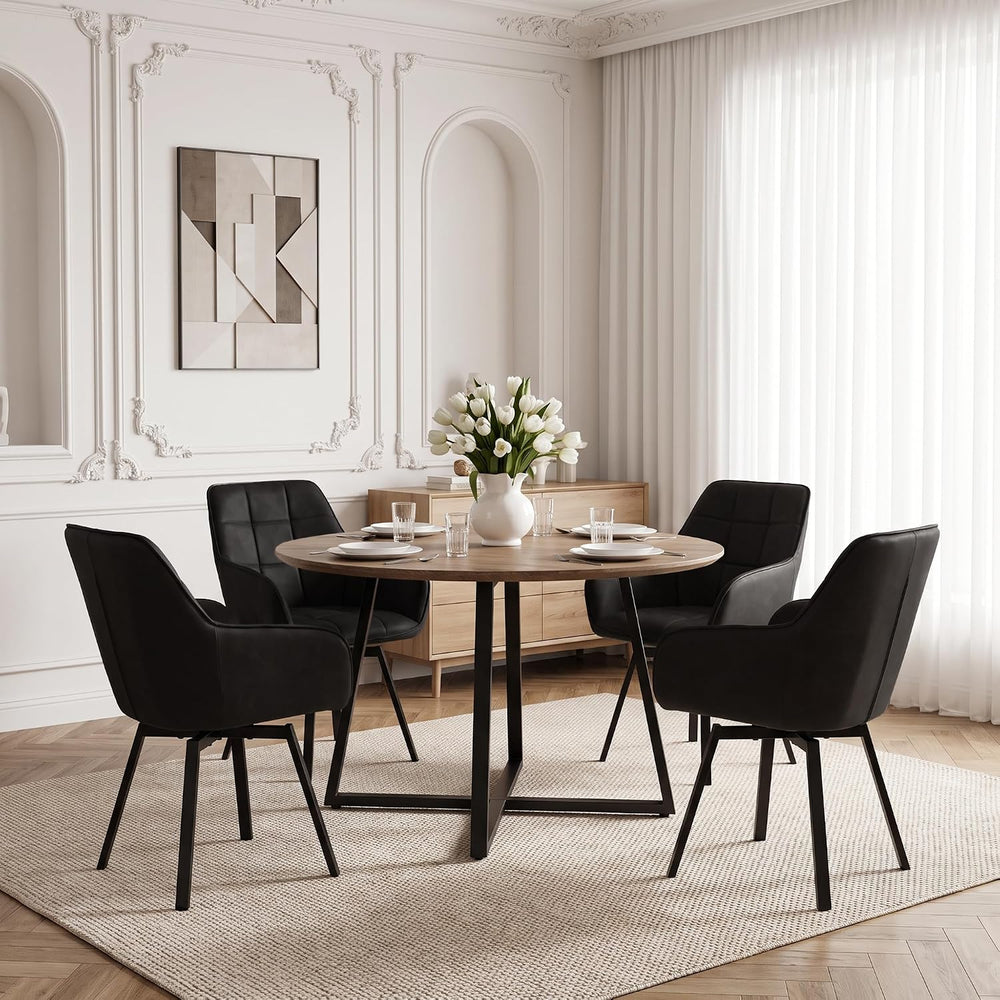TUKAILAi Swivel Dining Chairs Set of 4, Faux Leather Dining Chairs with Arms ...