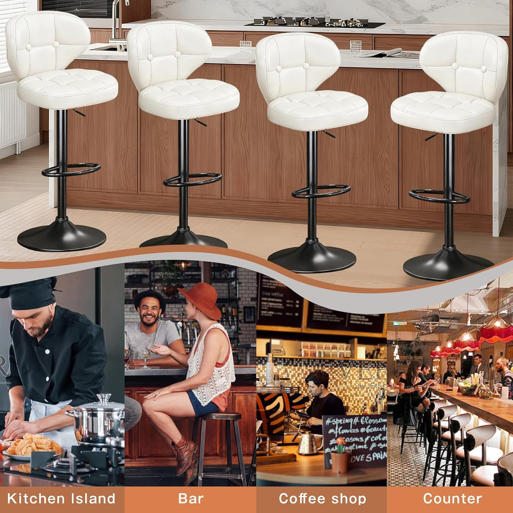 Bar Stools Set of 6, Adjustable Swivel Bar Chairs with 360° Rotation, Padded ...