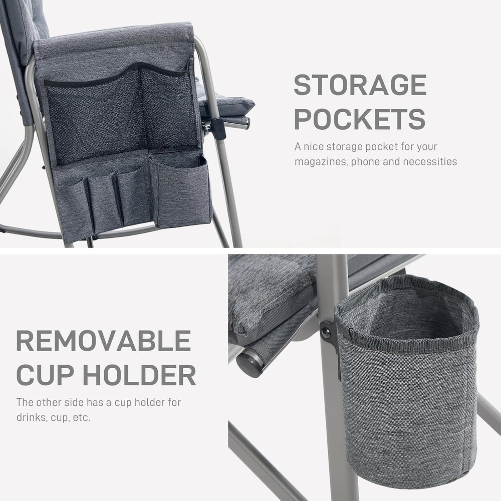 EVER ADVANCED Lightweight Folding Rocking Camping Chair, Padded Portable Rock...