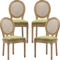 French Country Dining Chairs Set of 4, Olive Green Kitchen & Dining Room Chairs Set of 4, Rattan Dining Chairs, Cane Back, Wood Legs, Sillas De Comedor (Rattan, Olive Green, 4Pcs)