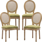 French Country Dining Chairs Set of 4, Olive Green Kitchen & Dining Room Chairs Set of 4, Rattan Dining Chairs, Cane Back, Wood Legs, Sillas De Comedor (Rattan, Olive Green, 4Pcs)