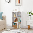 VECELO 5 Cube Modern Bookcases, 3 Tier Bookshelves, 31 Inch High Cubby Storage Organizer, Shelf Hight Up to 12.8 Inches Suit for Most Books, Vertical or Horizontal Use Available,Pearl White