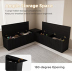 Mekminop Kitchen Breakfast Nook Bench, Backless Wood Corner Bench with Cushion Seat, L Shape Dining Bench with Hidden Storage Space, Black